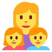 👩‍👧‍👦 Emoji Familia: Mujer, Niña, Niño en Twitter Twemoji 12.1.3.