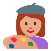 👩🏽‍🎨 Emoji Artista Plástica: Pele Morena na Twitter Twemoji 12.1.3.