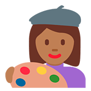 👩🏾‍🎨 Emoji Artista Mujer: Tono De Piel Oscuro Medio en Twitter Twemoji 12.1.3.