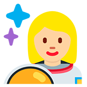👩🏼‍🚀 Emoji Astronauta Mujer: Tono De Piel Claro Medio en Twitter Twemoji 12.1.3.