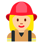 Émoji 👩🏼‍🚒 Pompier Femme : Peau Moyennement Claire sur Twitter Twemoji 12.1.3.
