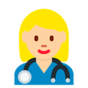 Emoji 👩🏼‍⚕️ Operatrice Sanitaria: Carnagione Abbastanza Chiara su Twitter Twemoji 12.1.3.