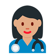 👩🏽‍⚕️ Emoji Profesional Sanitario Mujer: Tono De Piel Medio en Twitter Twemoji 12.1.3.