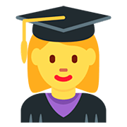 Emoji 👩‍🎓 Studentessa su Twitter Twemoji 12.1.3.