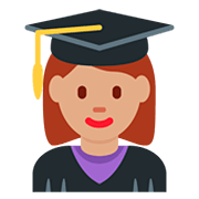 👩🏽‍🎓 Emoji Estudiante Mujer: Tono De Piel Medio en Twitter Twemoji 12.1.3.