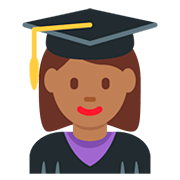 👩🏾‍🎓 Emoji Studentin: mitteldunkle Hautfarbe Twitter Twemoji 12.1.3.