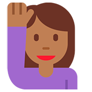 🙋🏾 Emoji Persona Con La Mano Levantada: Tono De Piel Oscuro Medio en Twitter Twemoji 12.1.3.