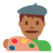 👨🏾‍🎨 Emoji Artista Hombre: Tono De Piel Oscuro Medio en Twitter Twemoji 12.1.3.