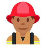 👨🏾‍🚒 Emoji Feuerwehrmann: mitteldunkle Hautfarbe Twitter Twemoji 12.1.3.