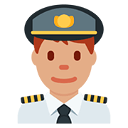 👨🏽‍✈️ Emoji Piloto De Avião Homem: Pele Morena na Twitter Twemoji 12.1.3.