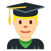 👨🏼‍🎓 Emoji Estudiante Hombre: Tono De Piel Claro Medio en Twitter Twemoji 12.1.3.