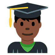 👨🏿‍🎓 Emoji Student: dunkle Hautfarbe Twitter Twemoji 12.1.3.