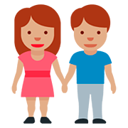 👫🏽 Emoji Mann und Frau halten Hände: mittlere Hautfarbe Twitter Twemoji 12.1.3.