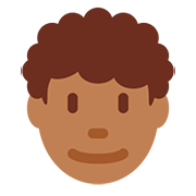 👨🏾‍🦱 Emoji Hombre: Tono De Piel Oscuro Medio Y Pelo Rizado en Twitter Twemoji 12.1.3.