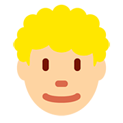 👨🏼‍🦱 Emoji Hombre: Tono De Piel Claro Medio Y Pelo Rizado en Twitter Twemoji 12.1.3.