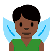 🧚🏿‍♂️ Emoji männliche Fee: dunkle Hautfarbe Twitter Twemoji 12.1.3.