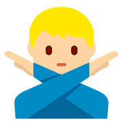 🙅🏼‍♂️ Emoji Hombre Haciendo El Gesto De «no»: Tono De Piel Claro Medio en Twitter Twemoji 12.1.3.