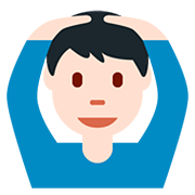 🙆🏻‍♂️ Emoji Mann mit Händen auf dem Kopf: helle Hautfarbe Twitter Twemoji 12.1.3.