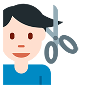💇🏻‍♂️ Emoji Mann beim Haareschneiden: helle Hautfarbe Twitter Twemoji 12.1.3.