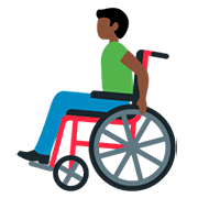 👨🏿‍🦽 Emoji Mann in manuellem Rollstuhl: dunkle Hautfarbe Twitter Twemoji 12.1.3.