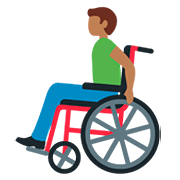 👨🏾‍🦽 Emoji Mann in manuellem Rollstuhl: mitteldunkle Hautfarbe Twitter Twemoji 12.1.3.