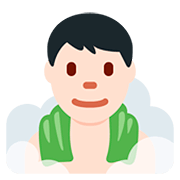 🧖🏻‍♂️ Emoji Mann in Dampfsauna: helle Hautfarbe Twitter Twemoji 12.1.3.