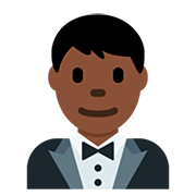 🤵🏿 Emoji Person im Smoking: dunkle Hautfarbe Twitter Twemoji 12.1.3.