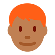 👨🏾‍🦰 Emoji Mann: mitteldunkle Hautfarbe, rotes Haar Twitter Twemoji 12.1.3.