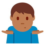 🤷🏾‍♂️ Emoji schulterzuckender Mann: mitteldunkle Hautfarbe Twitter Twemoji 12.1.3.