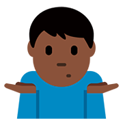 🤷🏿‍♂️ Emoji schulterzuckender Mann: dunkle Hautfarbe Twitter Twemoji 12.1.3.