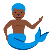 🧜🏿‍♂️ Emoji Sirena Hombre: Tono De Piel Oscuro en Twitter Twemoji 12.1.3.