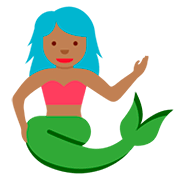 🧜🏾‍♀️ Emoji Meerjungfrau: mitteldunkle Hautfarbe Twitter Twemoji 12.1.3.