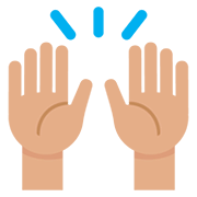 🙌🏽 Emoji zwei erhobene Handflächen: mittlere Hautfarbe Twitter Twemoji 12.1.3.