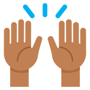 🙌🏾 Emoji Mãos Para Cima: Pele Morena Escura na Twitter Twemoji 12.1.3.