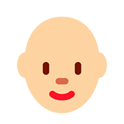 👩🏼‍🦲 Emoji Mujer: Tono De Piel Claro Medio Y Sin Pelo en Twitter Twemoji 12.1.3.