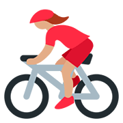 Emoji 🚴🏽‍♀️ Ciclista Donna: Carnagione Olivastra su Twitter Twemoji 12.1.3.