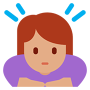 Emoji 🙇🏽‍♀️ Donna Che Fa Inchino Profondo: Carnagione Olivastra su Twitter Twemoji 12.1.3.