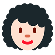 👩🏻‍🦱 Emoji Frau: helle Hautfarbe, lockiges Haar Twitter Twemoji 12.1.3.