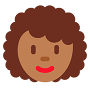 👩🏾‍🦱 Emoji Frau: mitteldunkle Hautfarbe, lockiges Haar Twitter Twemoji 12.1.3.