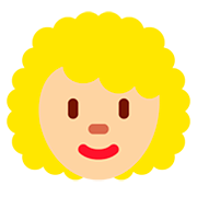 👩🏼‍🦱 Emoji Frau: mittelhelle Hautfarbe, lockiges Haar Twitter Twemoji 12.1.3.