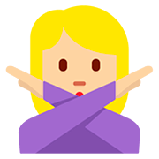🙅🏼‍♀️ Emoji Frau mit überkreuzten Armen: mittelhelle Hautfarbe Twitter Twemoji 12.1.3.