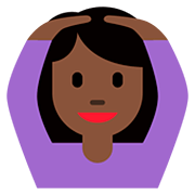 🙆🏿‍♀️ Emoji Frau mit Händen auf dem Kopf: dunkle Hautfarbe Twitter Twemoji 12.1.3.