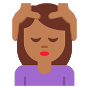 💆🏾‍♀️ Emoji Mulher Recebendo Massagem Facial: Pele Morena Escura na Twitter Twemoji 12.1.3.