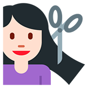 💇🏻‍♀️ Emoji Frau beim Haareschneiden: helle Hautfarbe Twitter Twemoji 12.1.3.