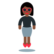 🕴🏿‍♀️ Emoji Frau im Business-Anzug schwebend: dunkle Hautfarbe Twitter Twemoji 12.1.3.