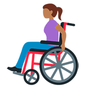 👩🏾‍🦽 Emoji Frau in manuellem Rollstuhl: mitteldunkle Hautfarbe Twitter Twemoji 12.1.3.