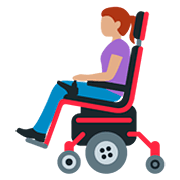 👩🏽‍🦼 Emoji Frau in elektrischem Rollstuhl: mittlere Hautfarbe Twitter Twemoji 12.1.3.