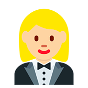🤵🏼‍♀️ Emoji Frau im Smoking: mittelhelle Hautfarbe Twitter Twemoji 12.1.3.