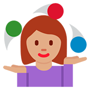Emoji 🤹🏽‍♀️ Giocoliere Donna: Carnagione Olivastra su Twitter Twemoji 12.1.3.