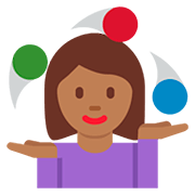 🤹🏾‍♀️ Emoji Jongleurin: mitteldunkle Hautfarbe Twitter Twemoji 12.1.3.